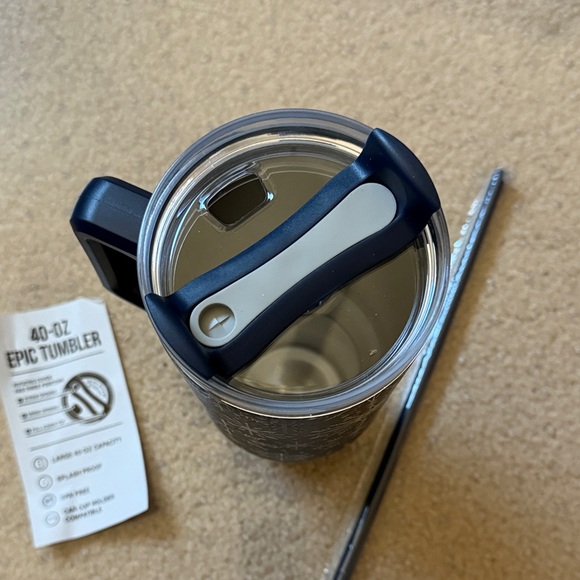 Navy Snowflake Tumbler with Straw - Picture 2 of 4